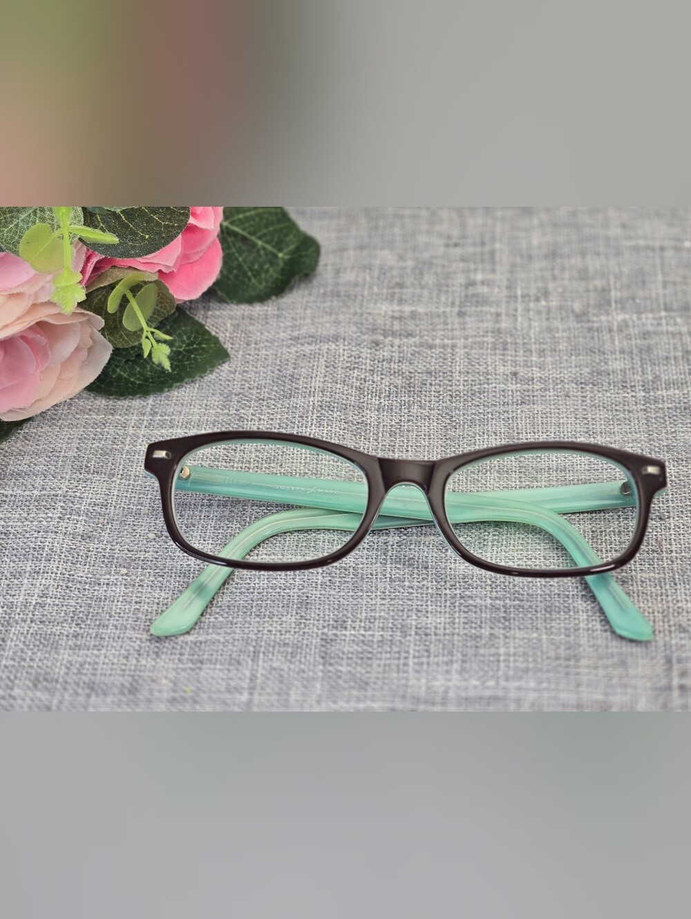 Joseph Marc Eyeglasses Frame Dark 2 Ton Brown Mint Green Aqua Wayfarer 50 20 130